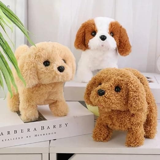 Walking and Jumping Dog with Sound Puppy Toy for Kids | Soft & Interactive Battery Operated Toy | Birthday Gift for Babies | Educational Interactive Dog Toy for Baby Kids Children (Brown & White)