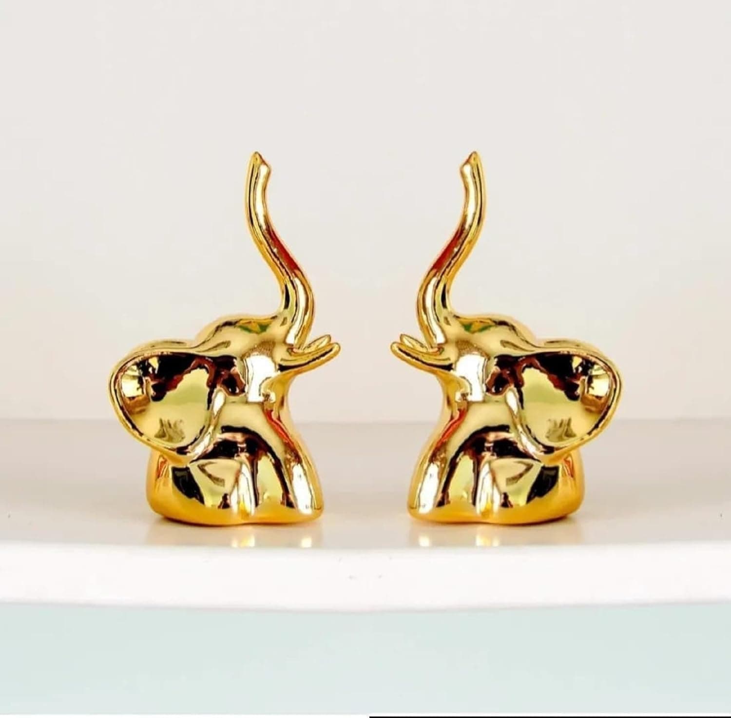Ceramic Golden Elephant Set of 2