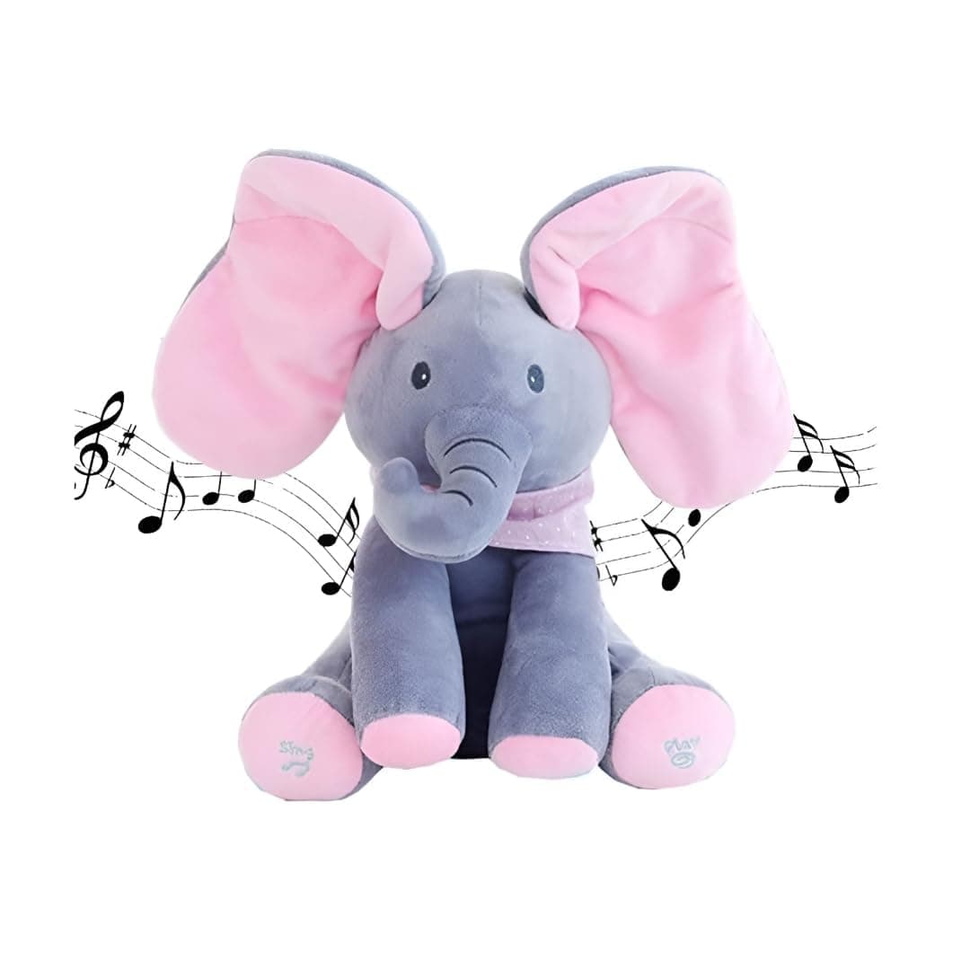 Elephant Soft Toy with Moving Ears and Music Button