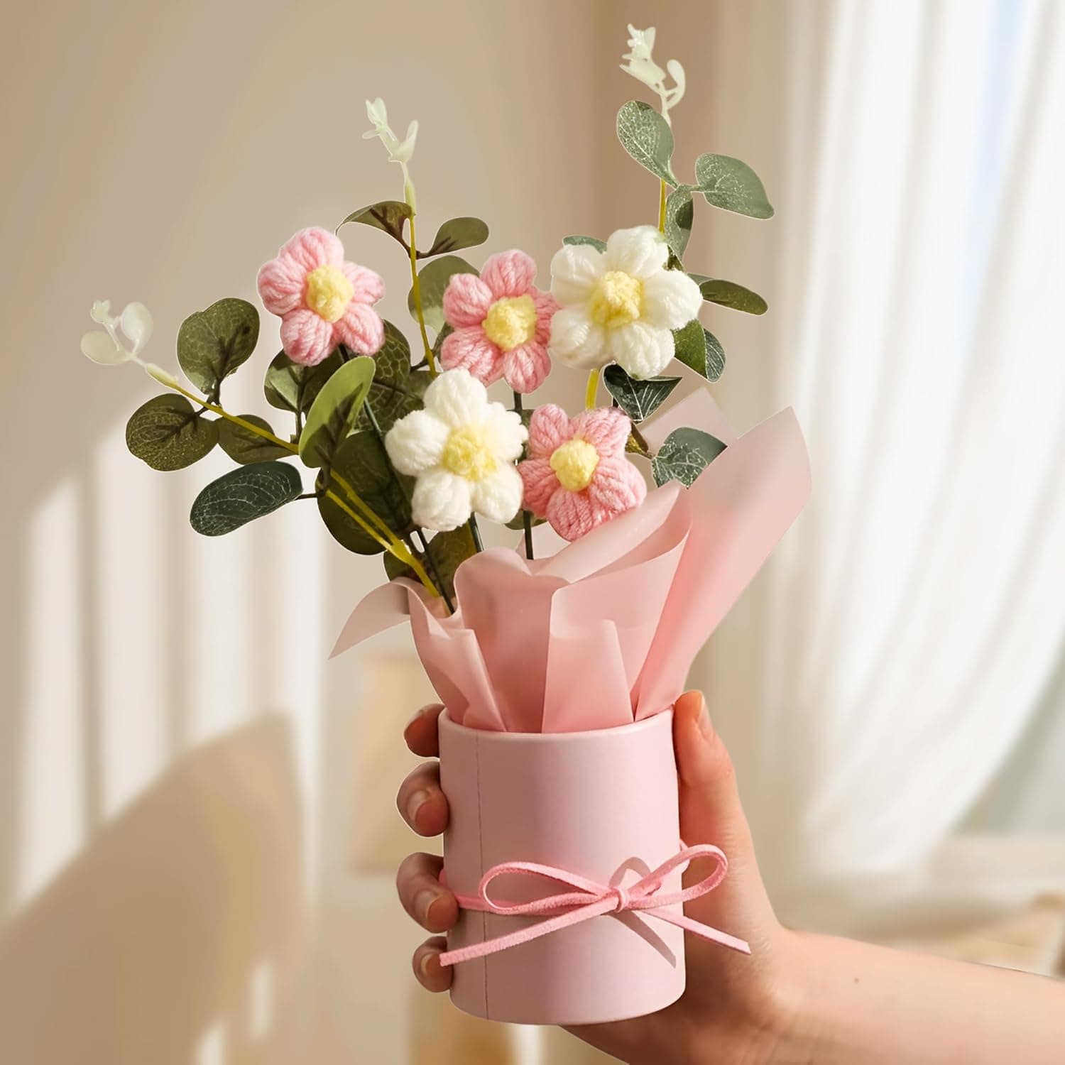 Handmade Pink Crochet Bouquet-