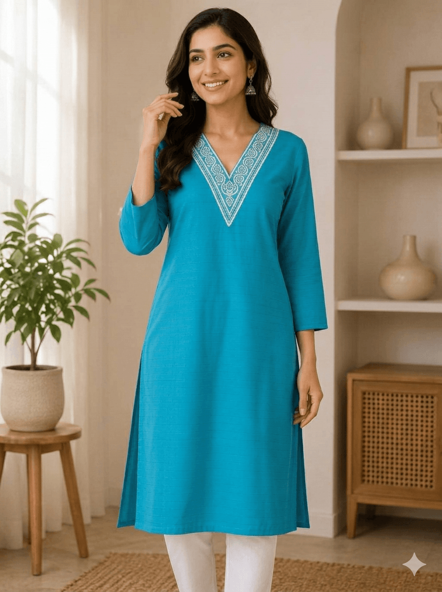 Trendy V-Neck Kurti for Daily wear