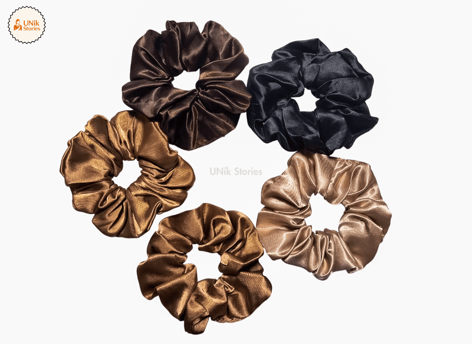 Luxury Satin Hair Scrunchies for Women, Hair Ties (Pack of 5)