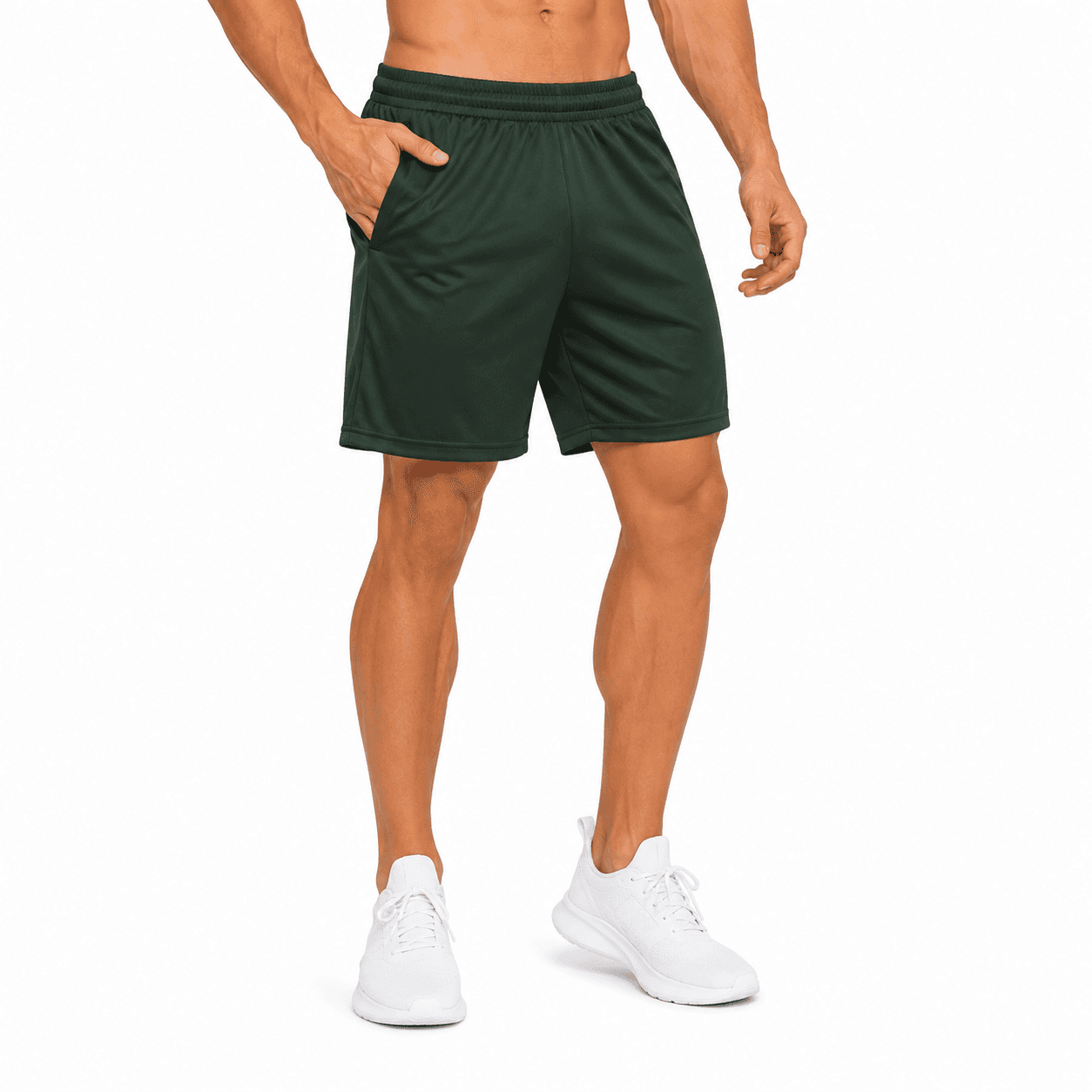 Lycra Blend Casual Half Pant | Shorts for Men Running-Dark Green