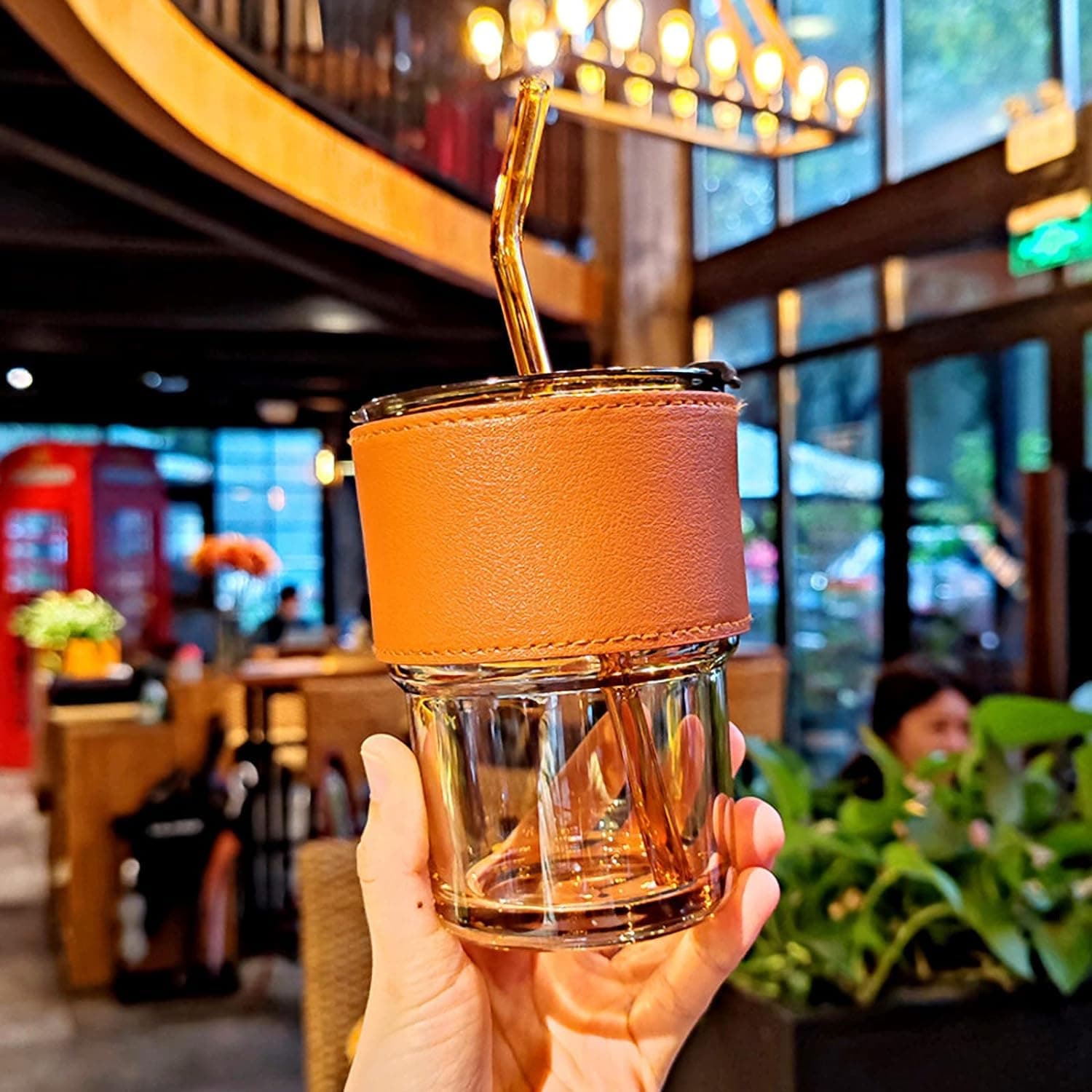 Glass coffee mug with Glass strow
