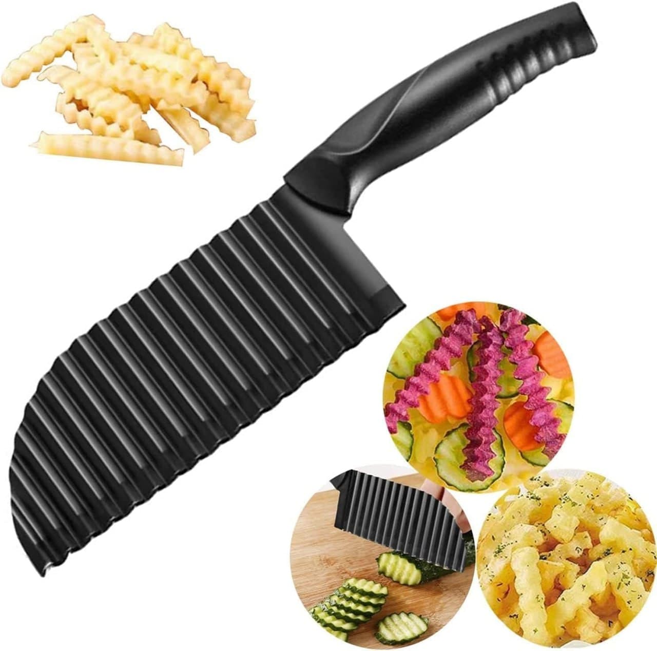 Crinkle Cutter Knife BLACK handle