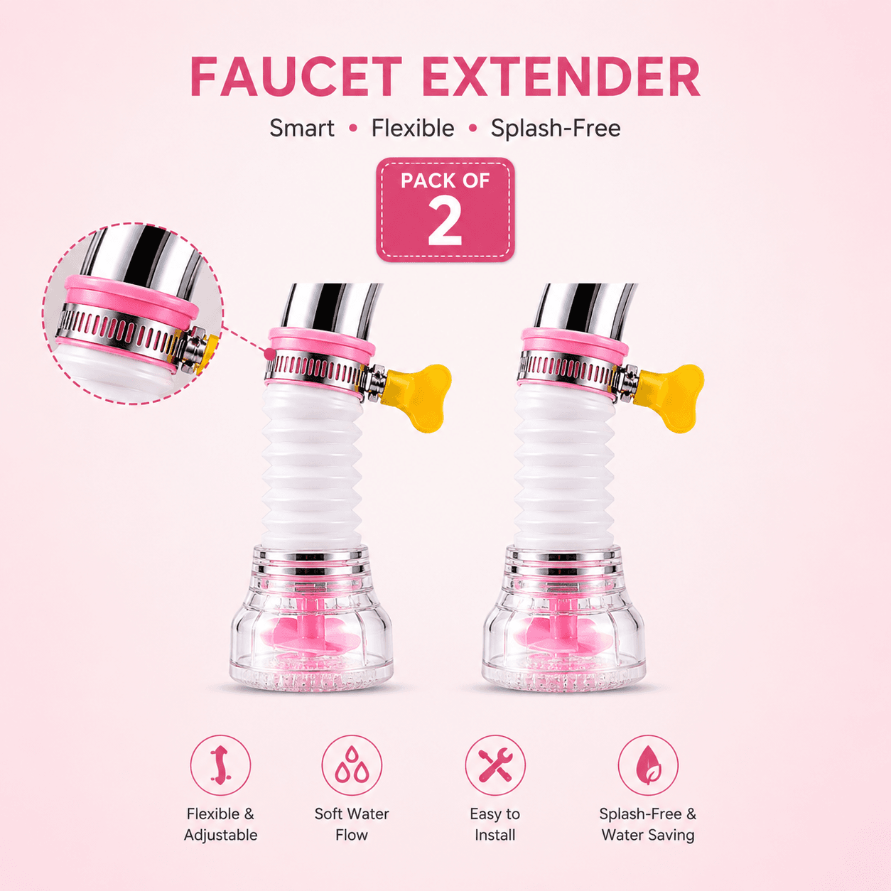 Premium 360° Rotating Water Tap Filter Purifier for Kitchen & Bathroom | Long-Lasting Faucet Water Saving Filter, Anti-Splash