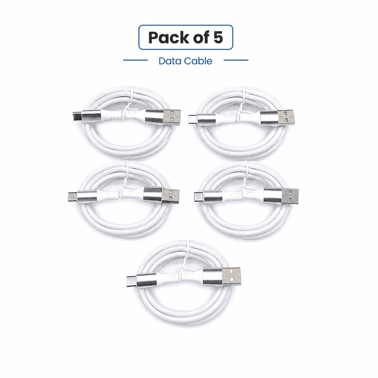 pack of 5 type c fast charging mobile data cable