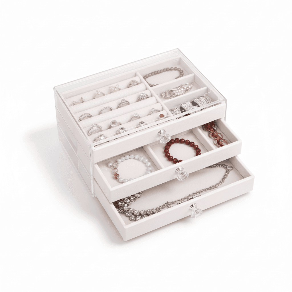 Jewelry Organizer With Drawers | 3 Layer