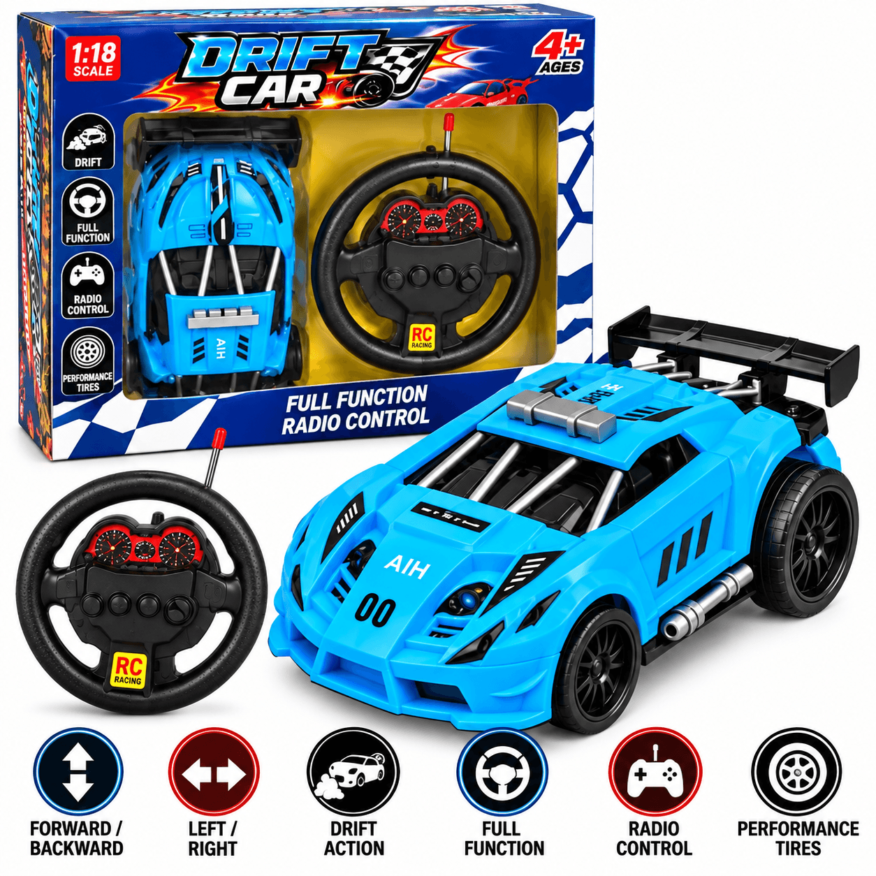 (NO COD)1:18 Scale RC Drift Racing Car with Remote Control