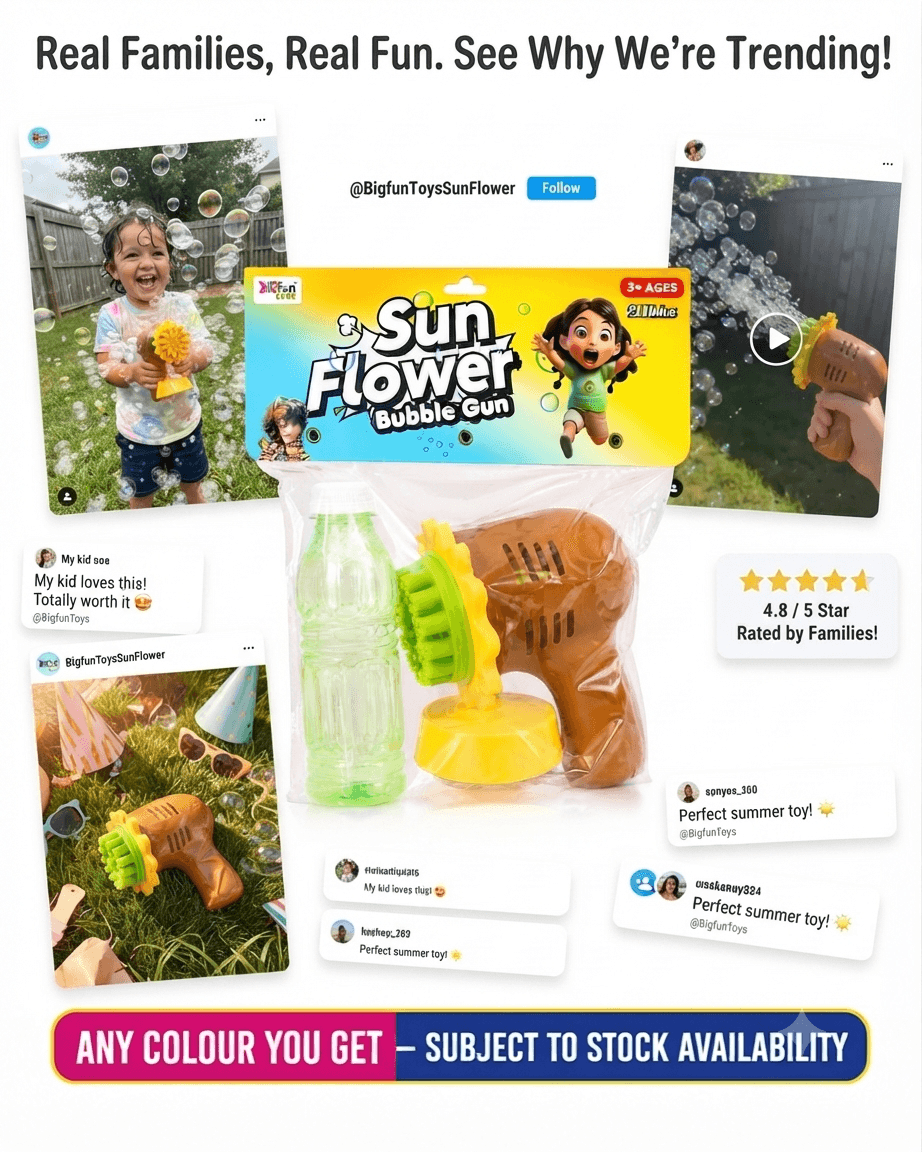 Sun Flower Bubble Gun Toy for Kids โ Fun Bubble Blaster with Bubb