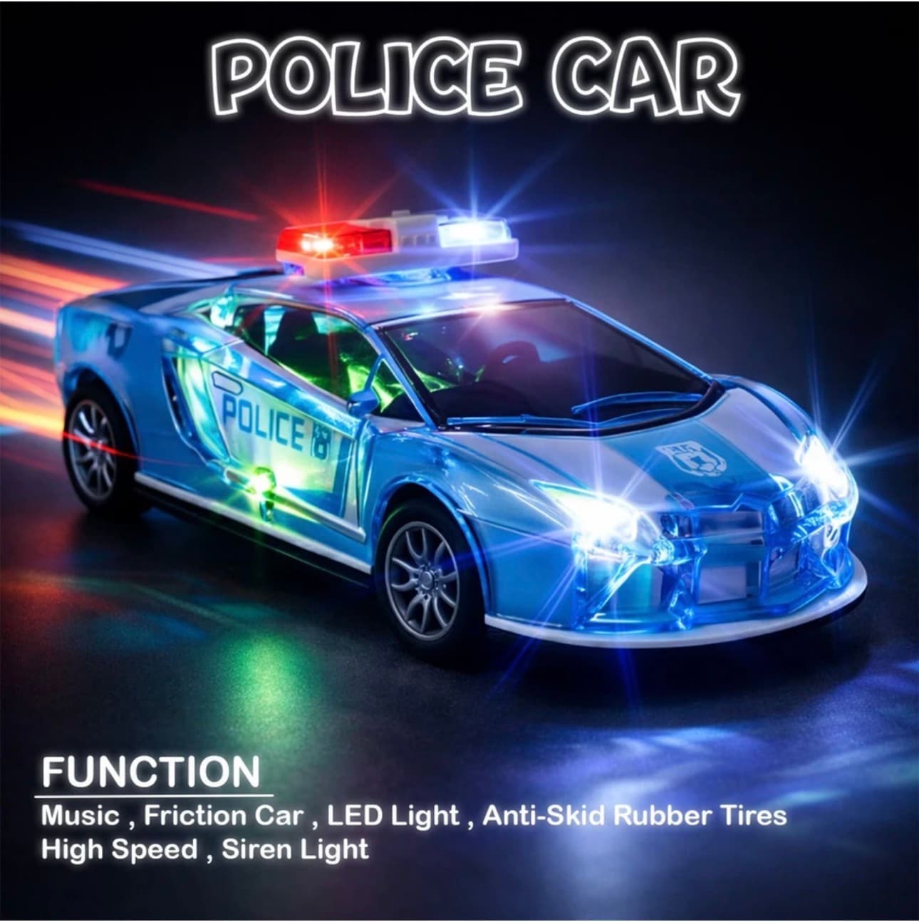 Police Sports Car Toy with Flashing LED Lights – Kids’ Fun & Raci