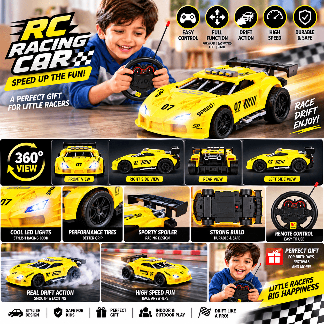 1:18 Scale RC Drift Racing Car with Full Function Remote Control