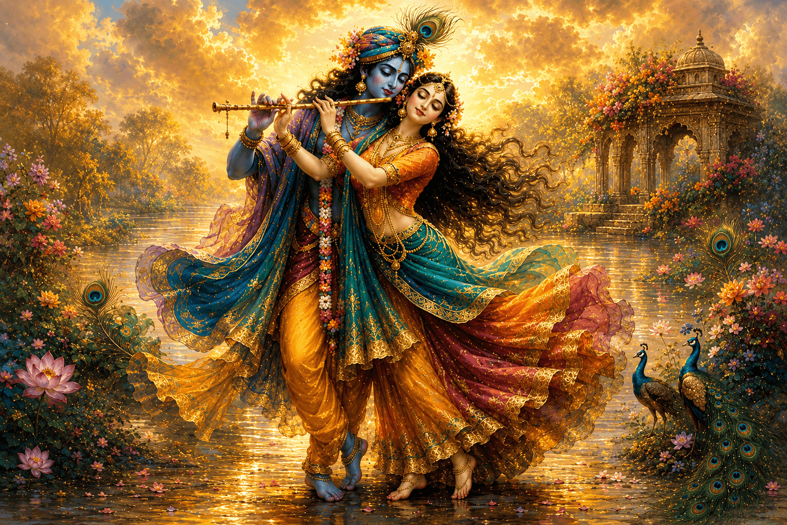 Radha Krishna Premium HD Self-Adhesive Wall Sticker | Waterproof Vinyl Wall Poster | Home Temple, Living Room & Office Decor