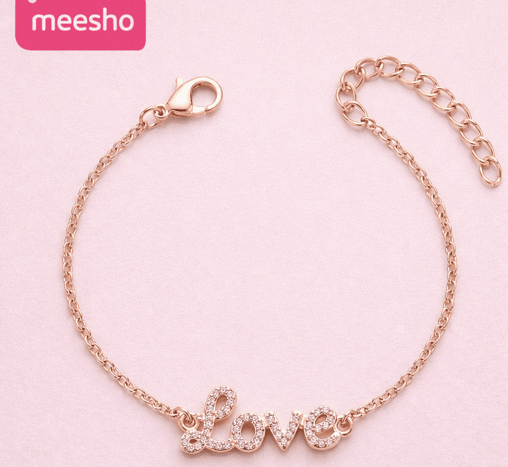 trending love text korean style braclate rose gold